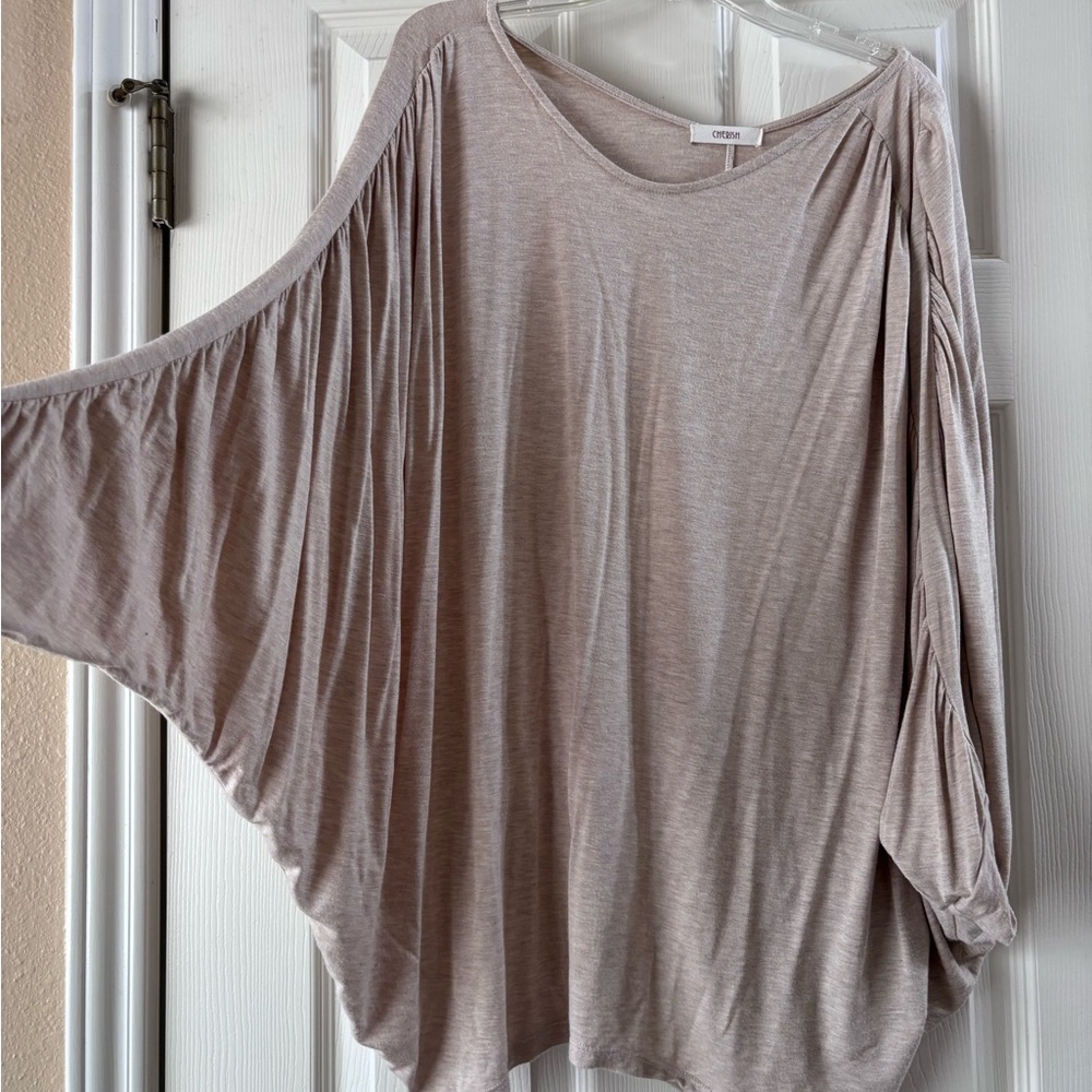 Flowy Beige Batwing Top-